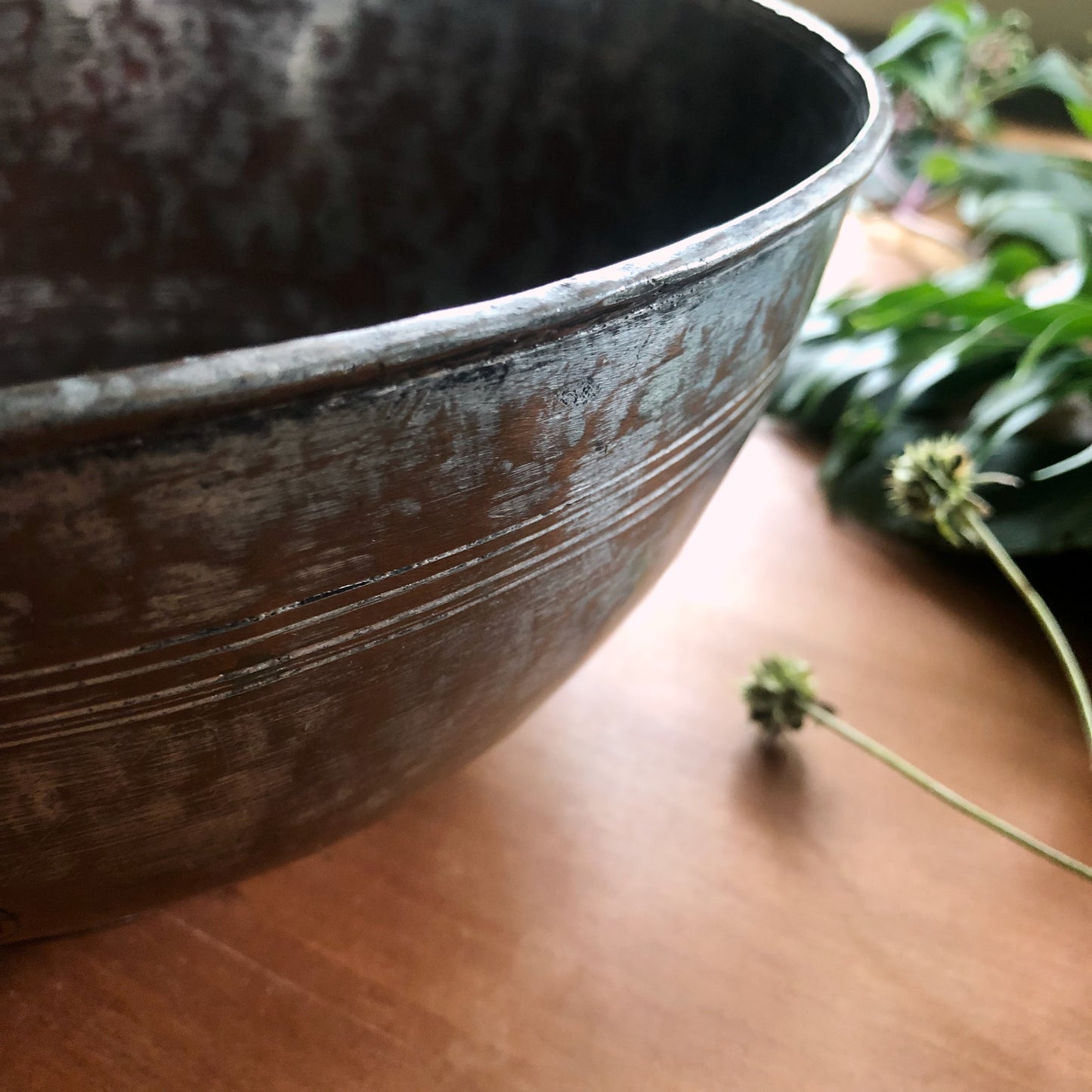 Antique Engraved Tinned Copper Bowl from Persia