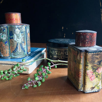 Antique Tea Tins from China, Set of 3 (c.1930s)
