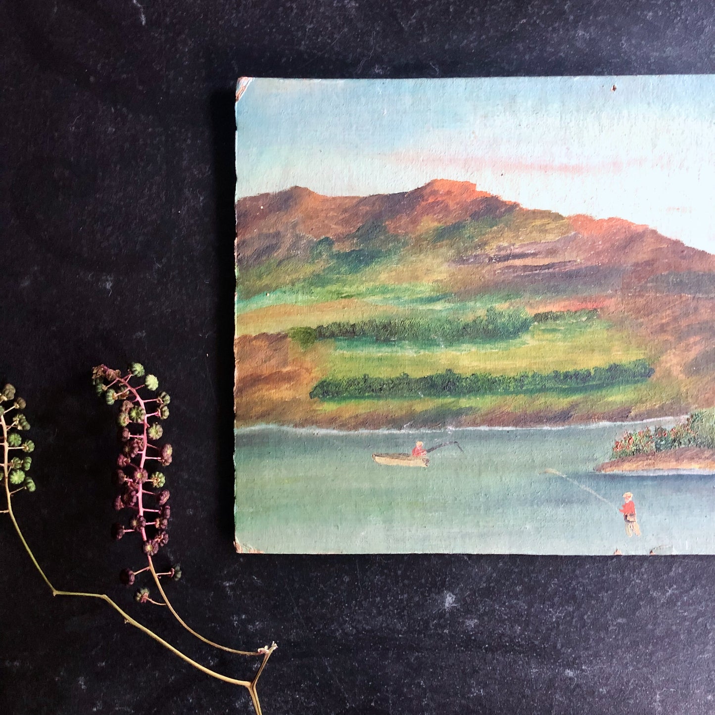 Vintage Mountain Landscape Painting