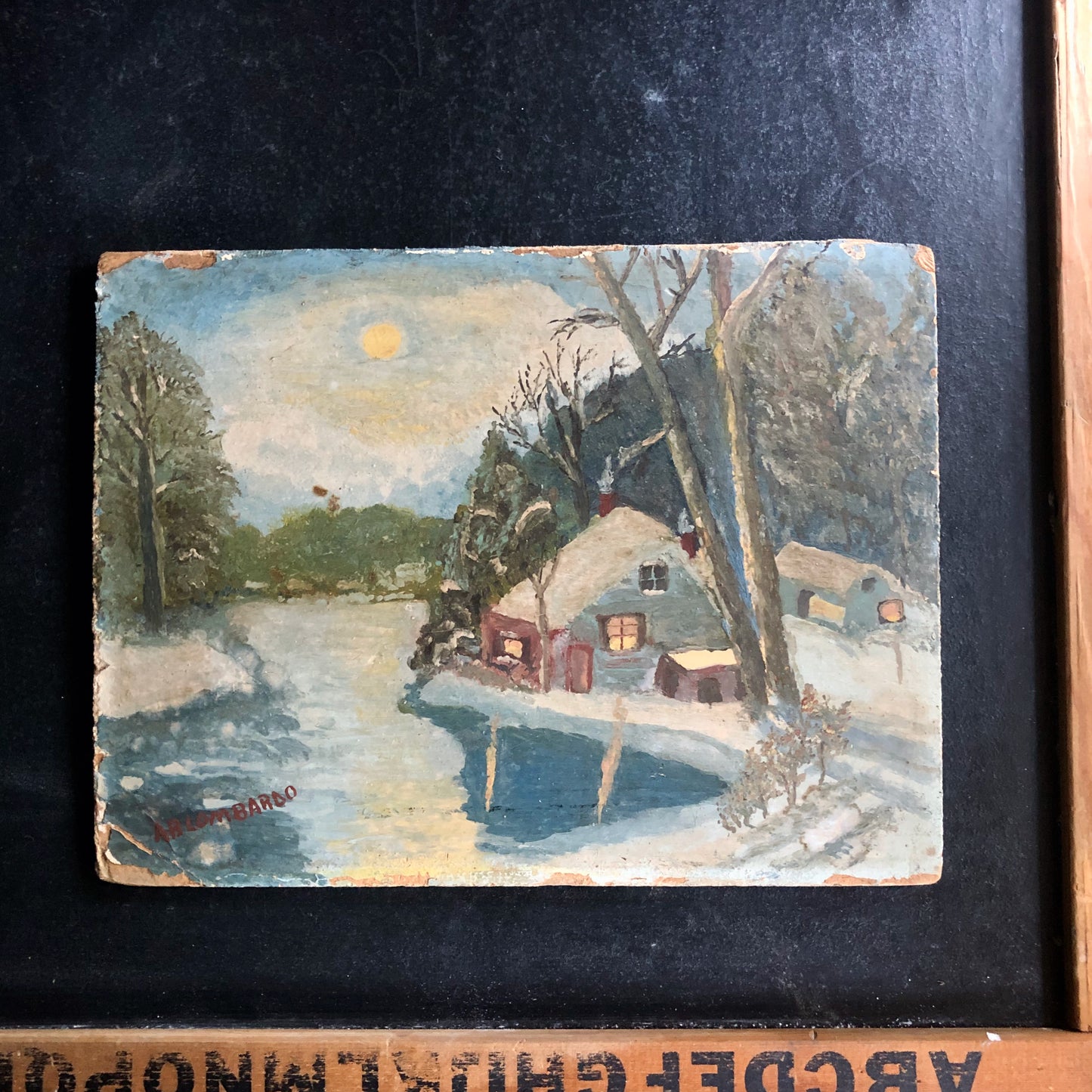 Vintage Winter Landscape Painting