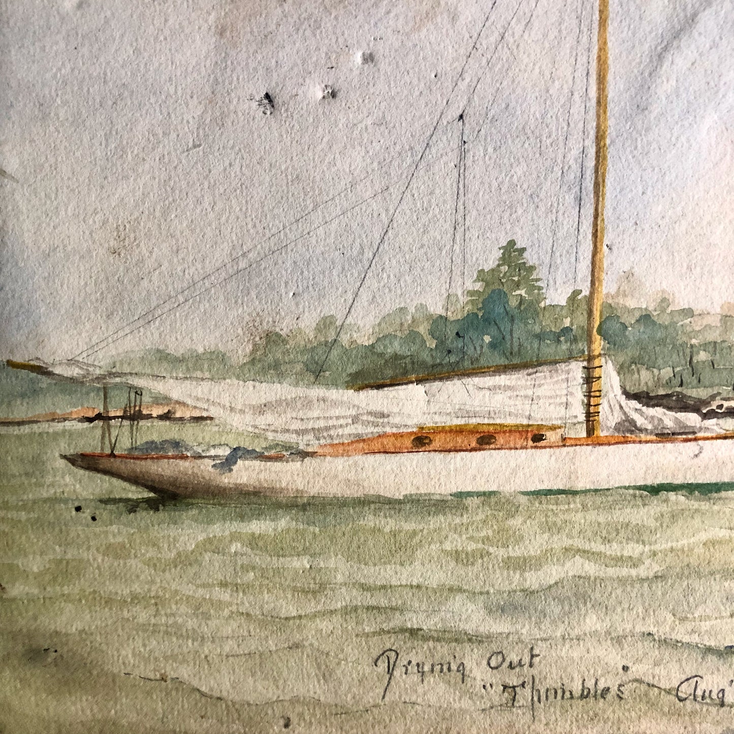 Antique Nautical Sailboat Painting (c.1905)