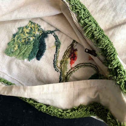 Vintage Embroidered Fall Pillow Covers, Set of 2 (c.1960s)