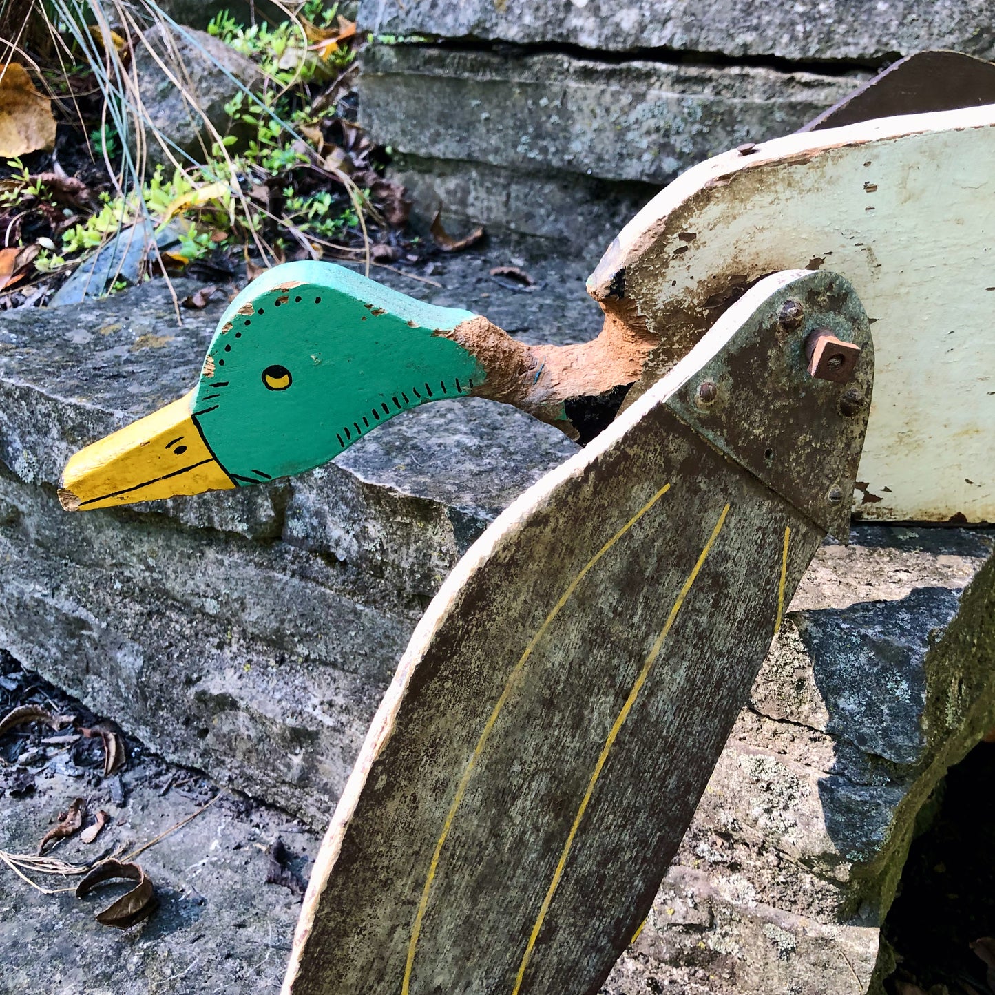 Vintage Folk Art Wooden Duck Whirligig