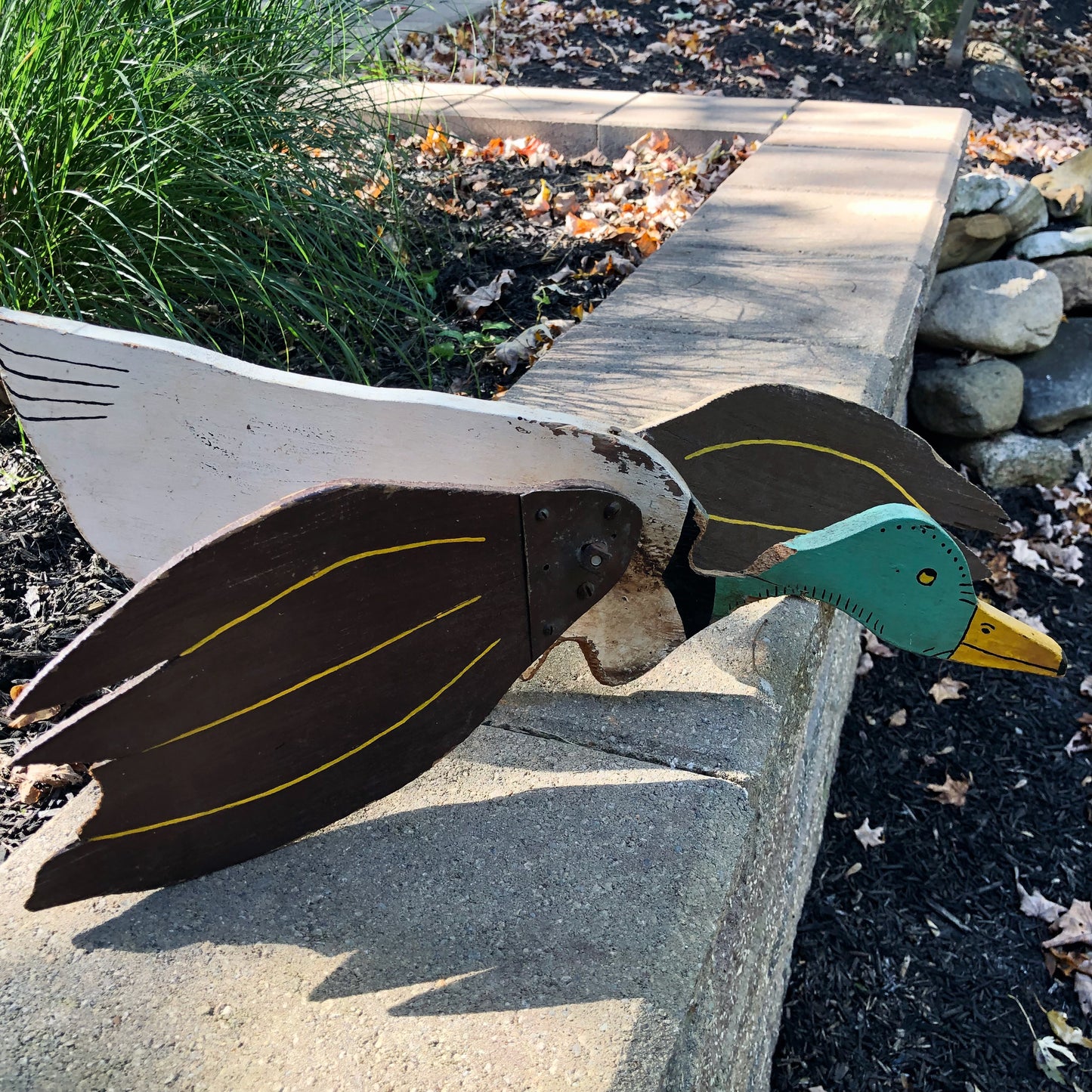 Vintage Folk Art Wooden Duck Whirligig