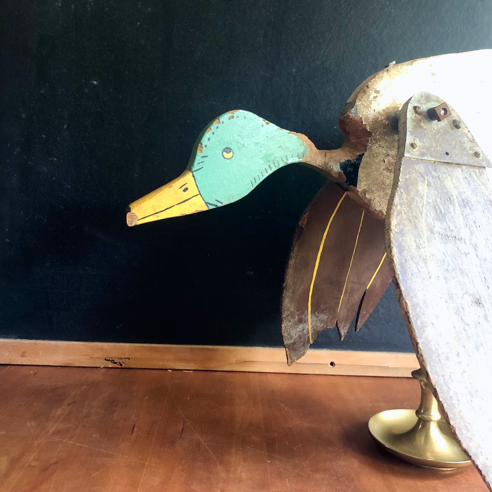 Vintage Folk Art Wooden Duck Whirligig