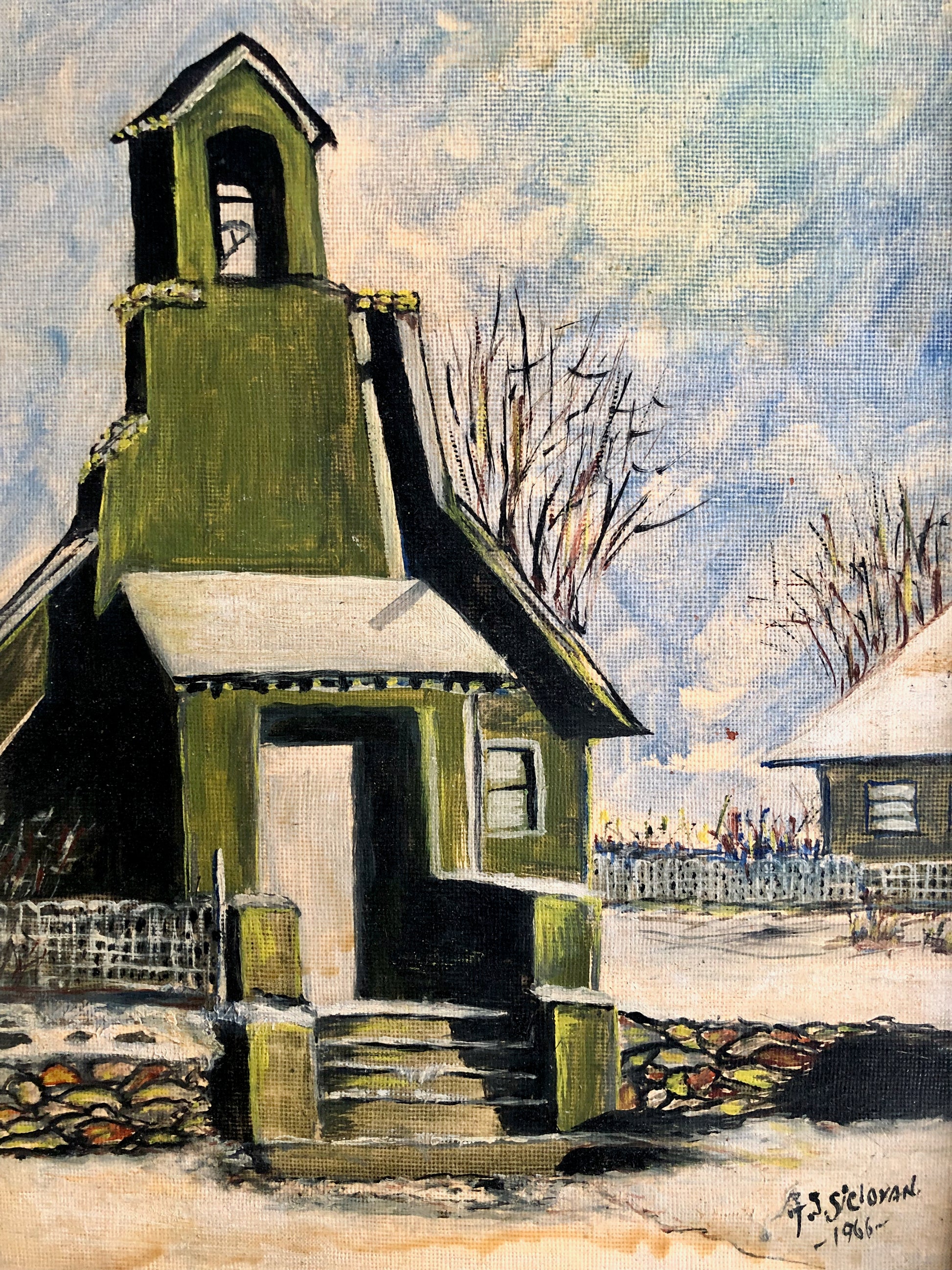 Simple Vintage Painting of Old Church (c.1966)
