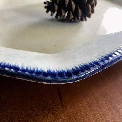 Large Ironstone Platter with Flow Blue Feather Edge (c.1800s)