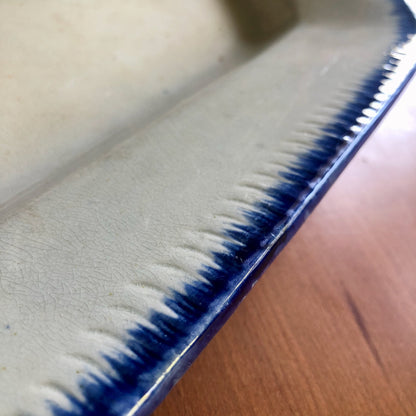 Large Ironstone Platter with Flow Blue Feather Edge (c.1800s)