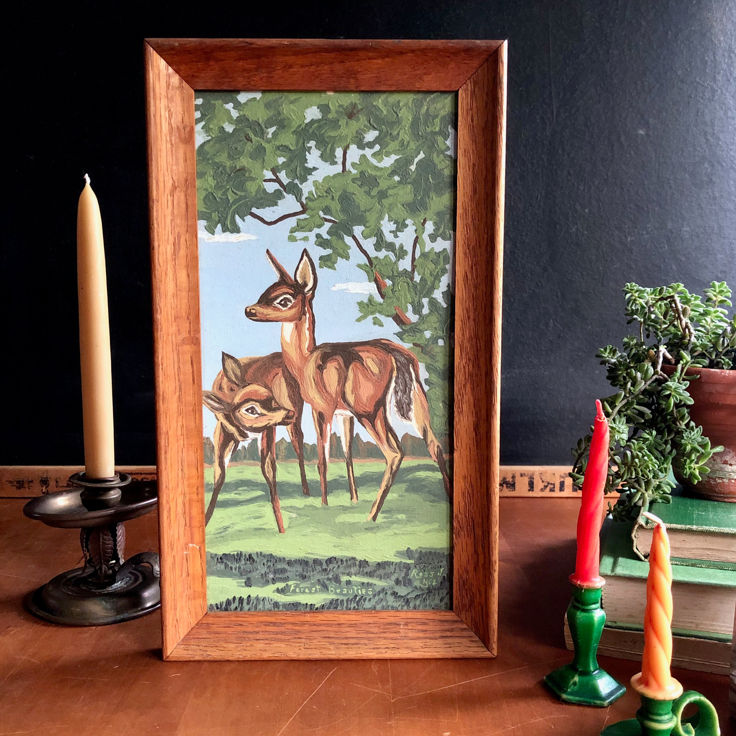 VTG Mid authentic Century Framed Wildlife Paint by Numbers