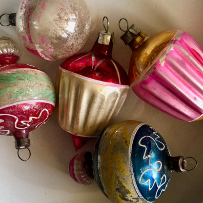 Antique Blown Glass Teardrop Ornaments (c.1900s)
