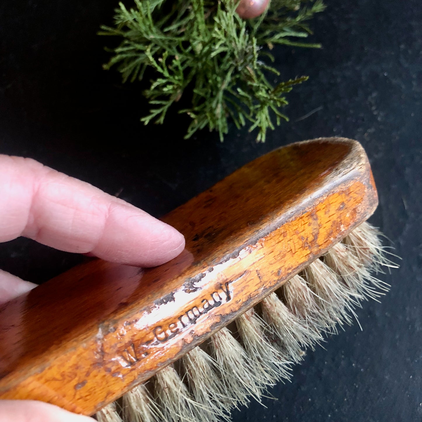 Vintage Wooden Horse Hair Utility Brushes, Set of 5