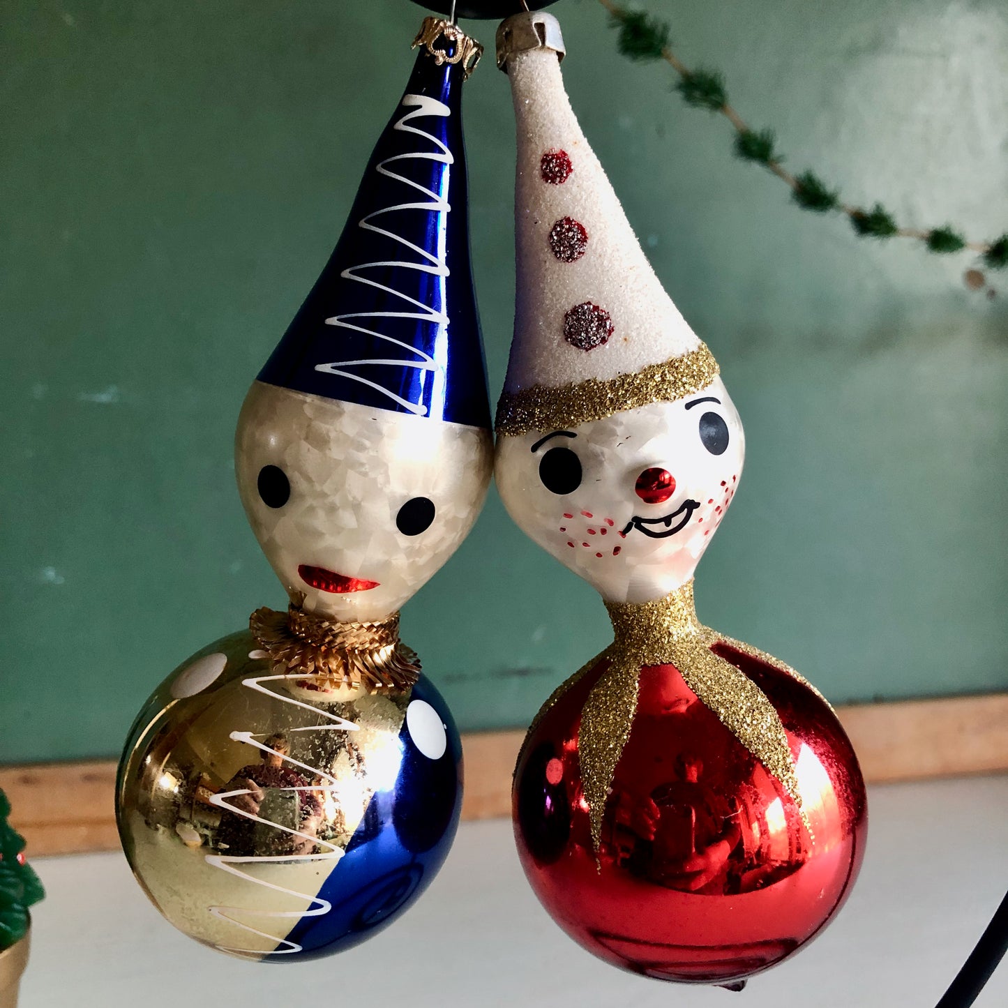 Vintage Italian Style Mercury Glass Figural Ornaments (c.1960s)