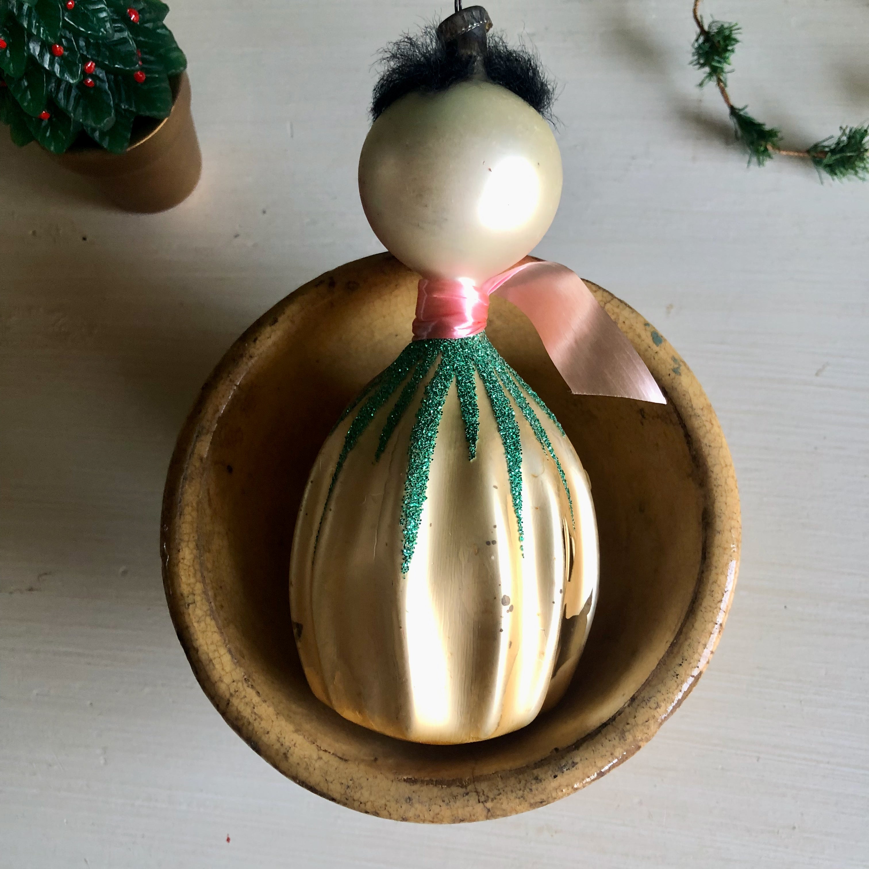 Vintage high quality Blown Glass Christmas Ornament Italy De Carlini Snowman Glitter Italian