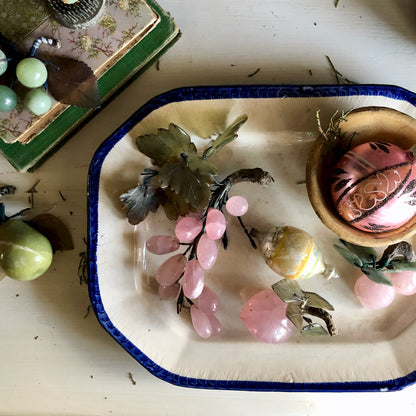 Vintage Carved Stone Jade and Rose Quartz Fruit Collection