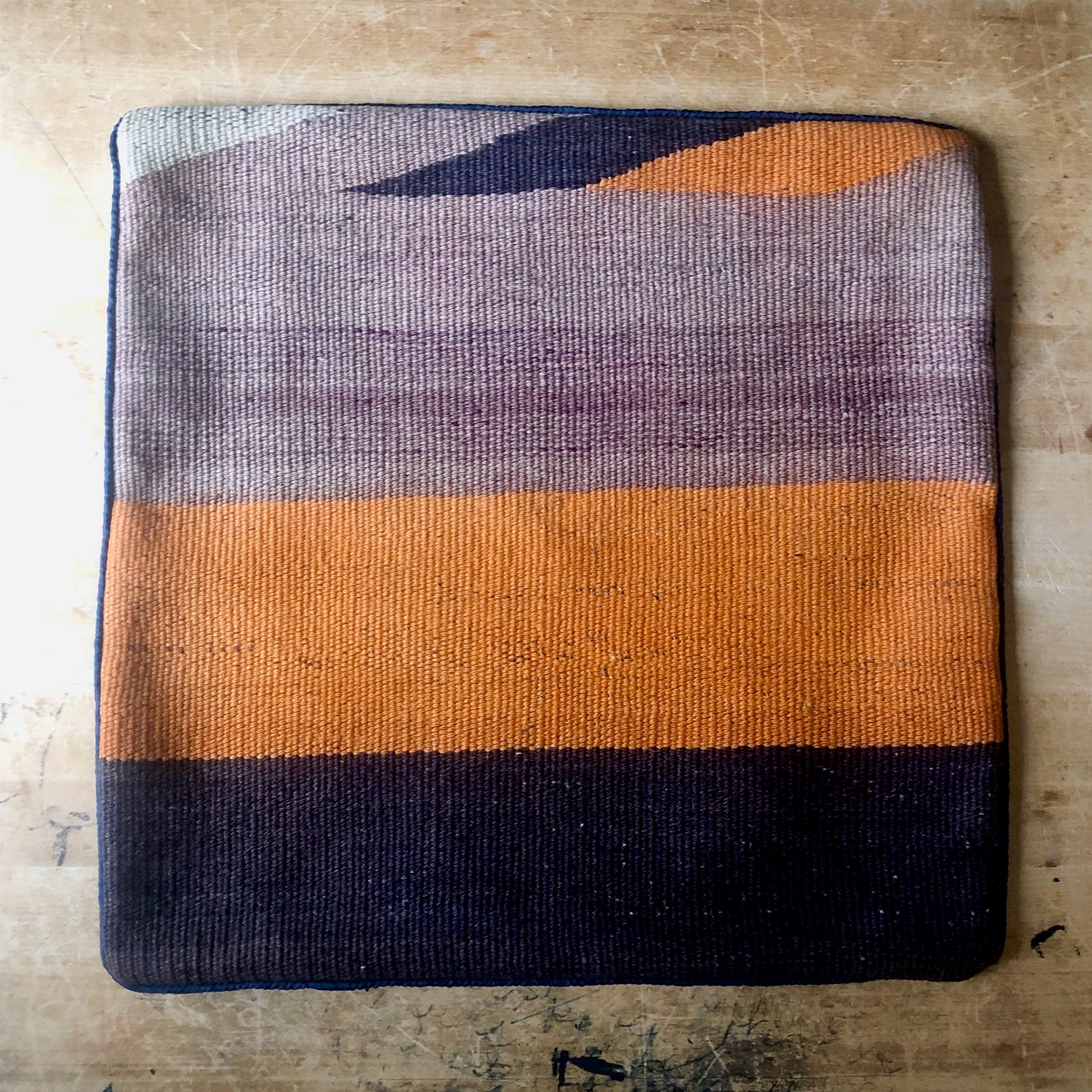 Wide Striped Vintage Tangerine Kilim Pillow Cover