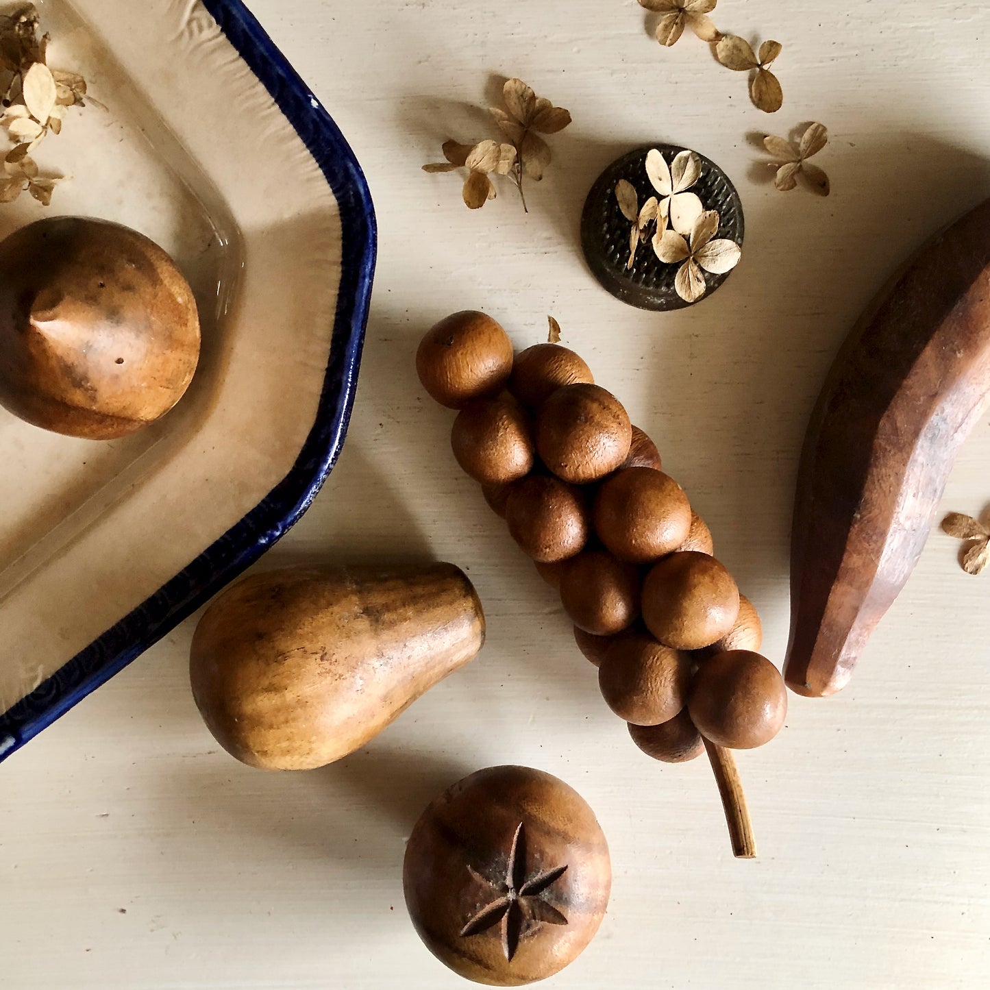 Vintage Carved Wooden Fruit (c.1970s)