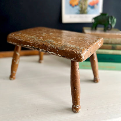 Rustic Painted Wooden Foot Stool (c.1900s)