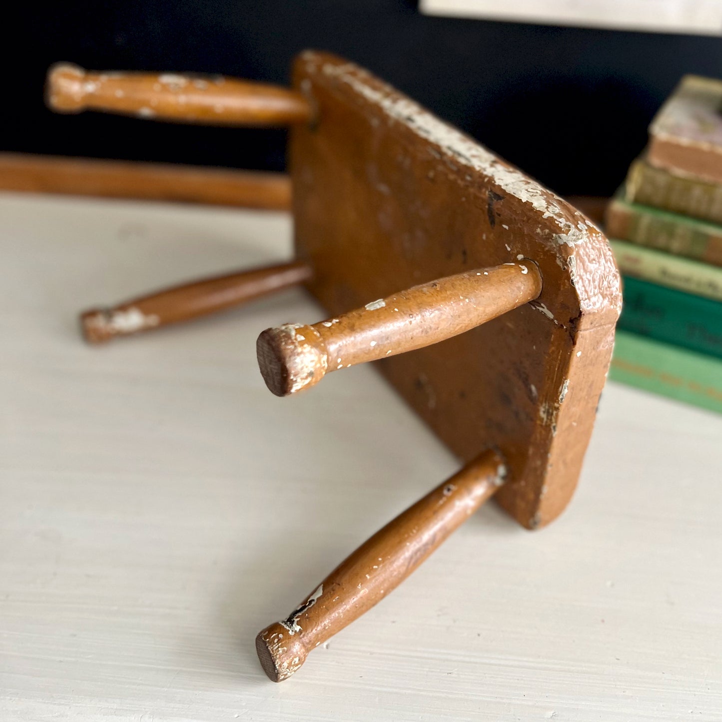 Rustic Painted Wooden Foot Stool (c.1900s)