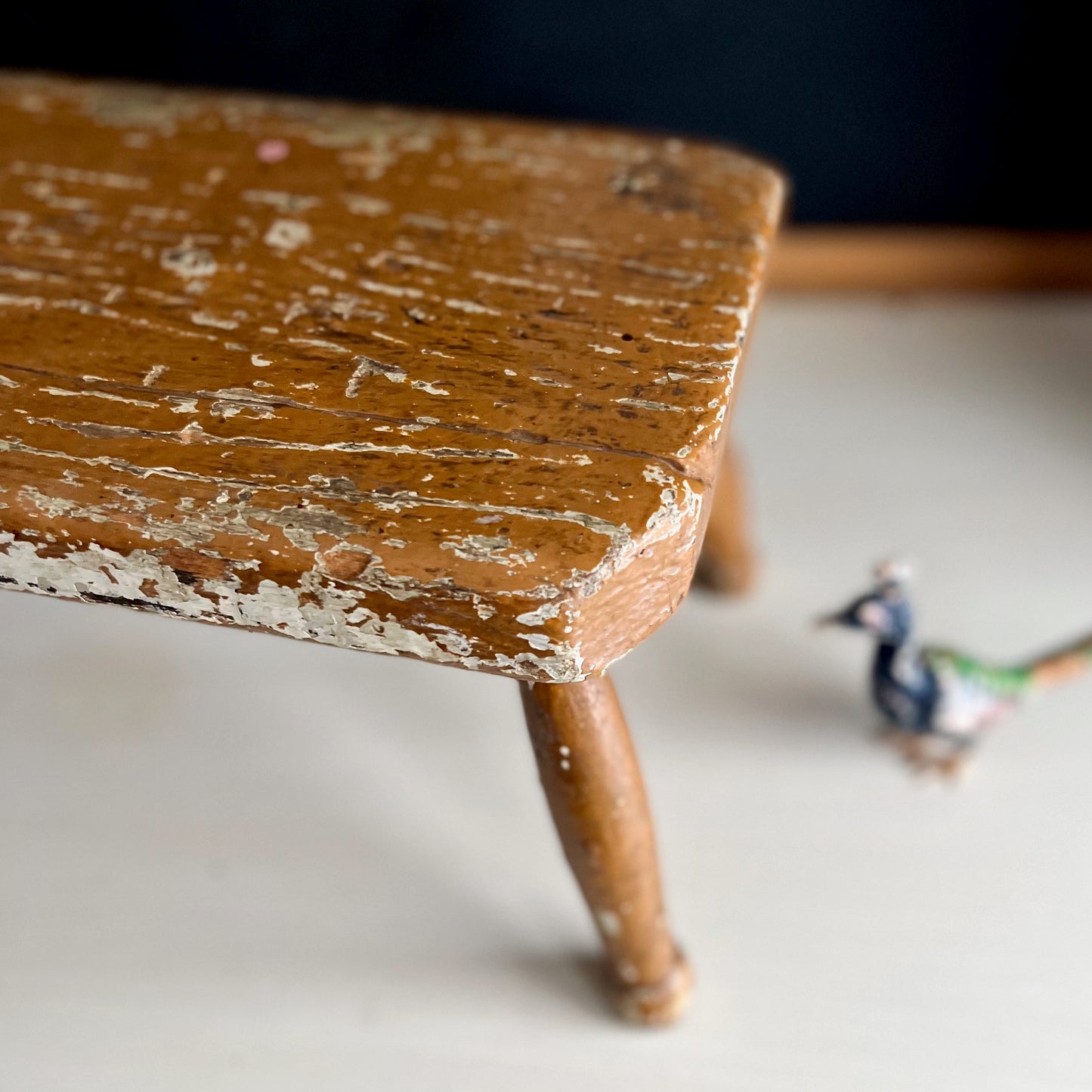 Rustic Painted Wooden Foot Stool (c.1900s)