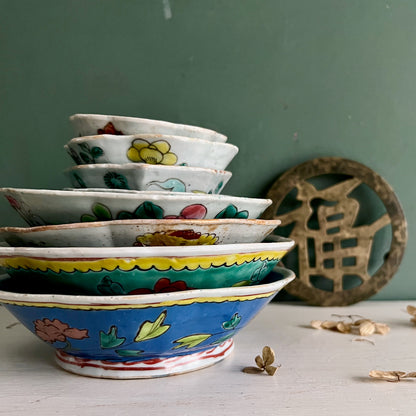 Antique Chinese Peasant Bowls, Set of 8 (c.1900s)