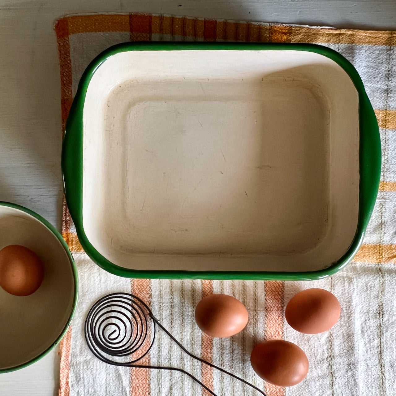 3 Piece Porcelain Enamelware Kitchen Prep Set (c.1940s)