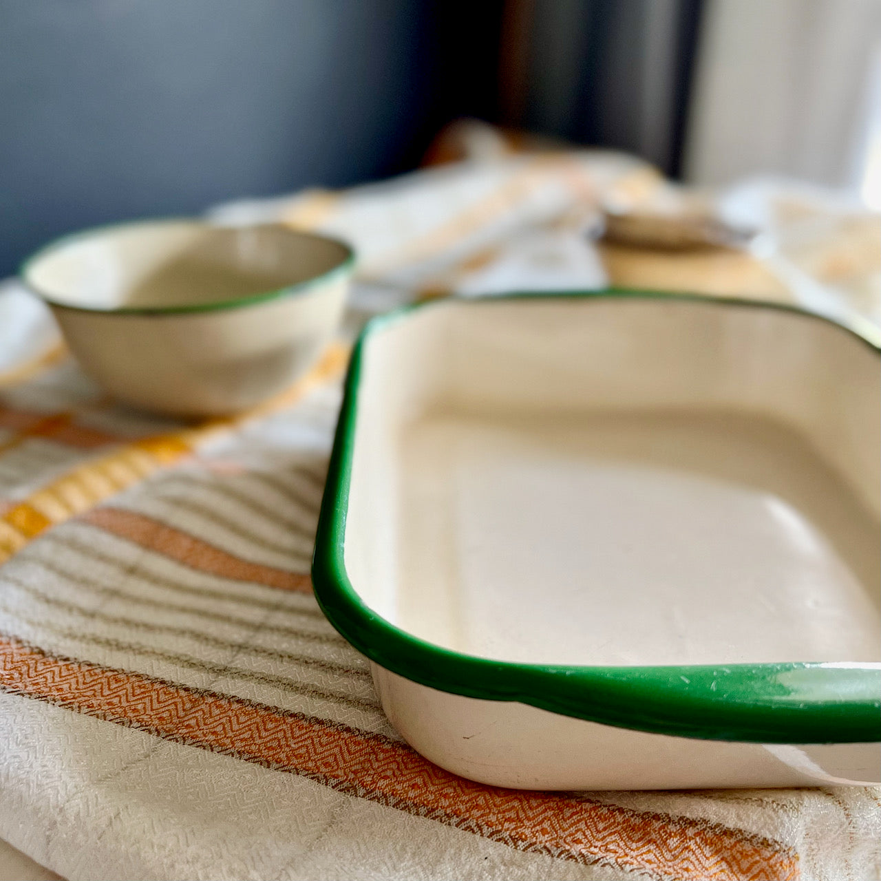 3 Piece Porcelain Enamelware Kitchen Prep Set (c.1940s)