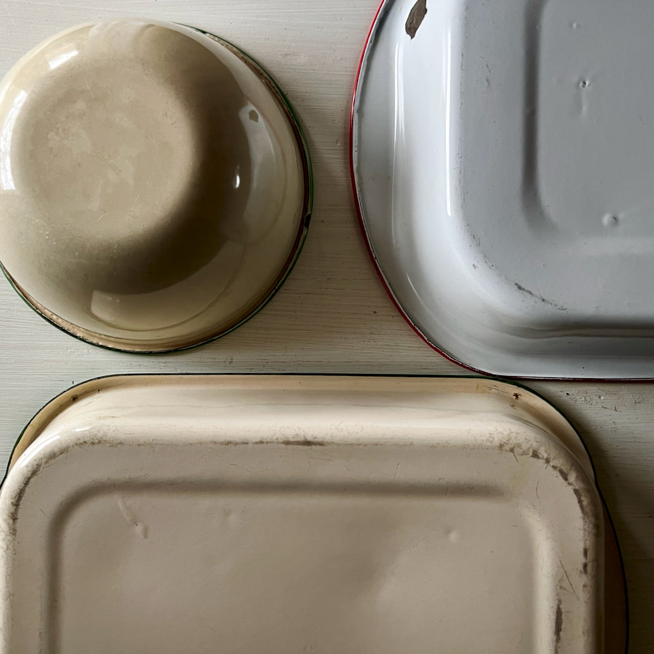 3 Piece Porcelain Enamelware Kitchen Prep Set (c.1940s)