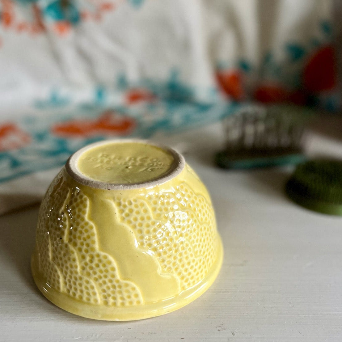 Vintage Robinson Ransbottom Co. Scalloped Yellow Bowl (c.1940s)