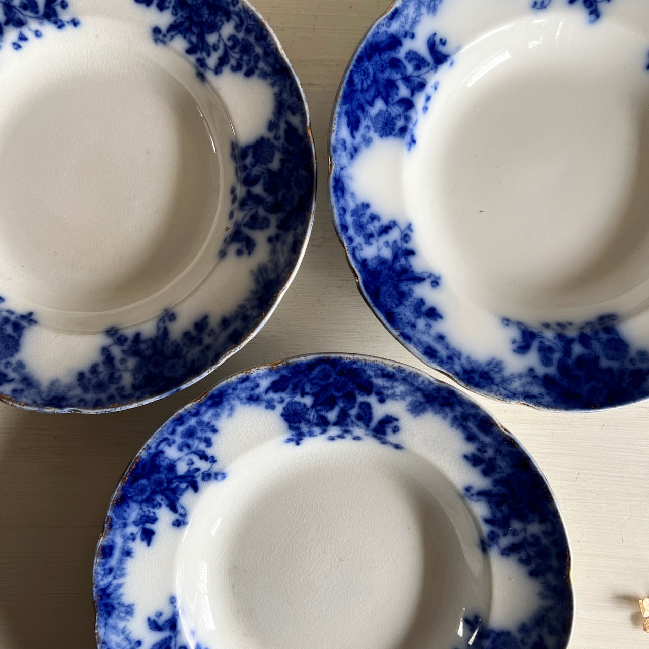 Antique Grindley Flow Blue Margeurite Ironstone Bowls (c.1900s)