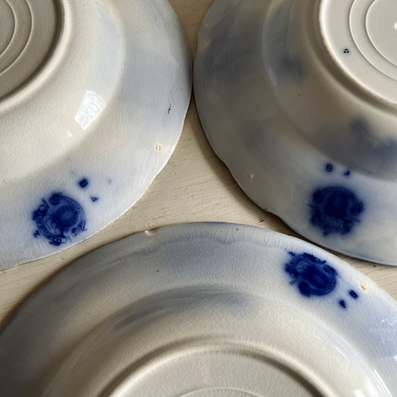 Antique Grindley Flow Blue Margeurite Ironstone Bowls (c.1900s)