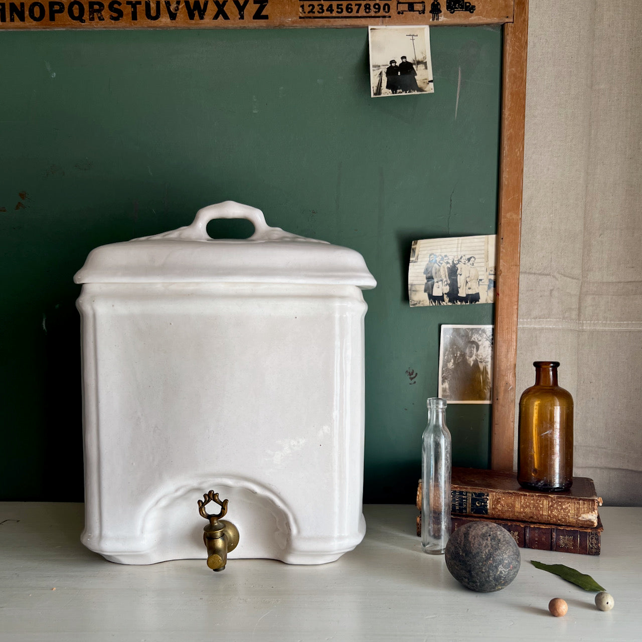 Vintage French Ironstone Wall Mount Lavabo Font and Basin (c.1900s)