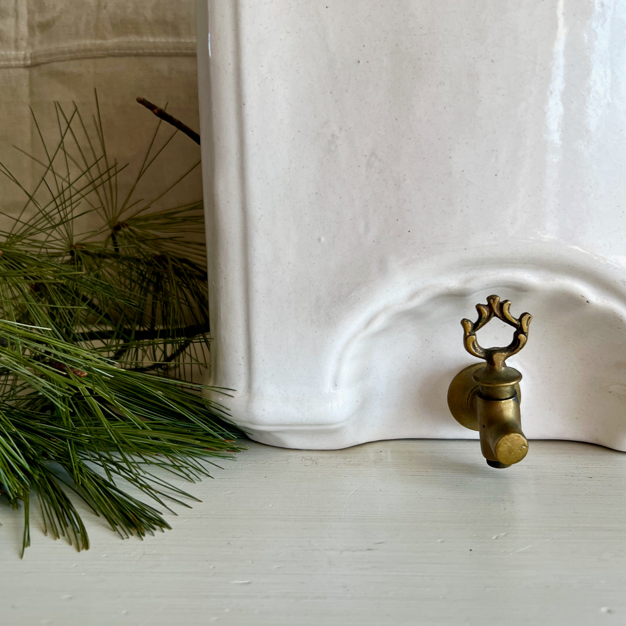 Vintage French Ironstone Wall Mount Lavabo Font and Basin (c.1900s)