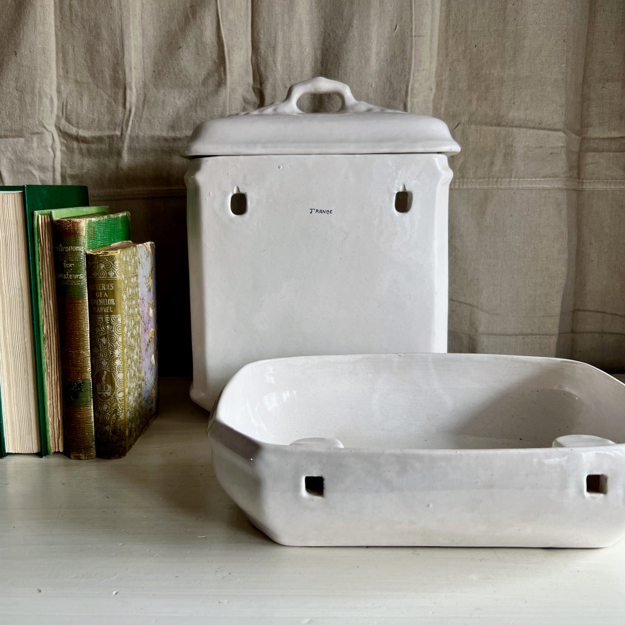 Vintage French Ironstone Wall Mount Lavabo Font and Basin (c.1900s)