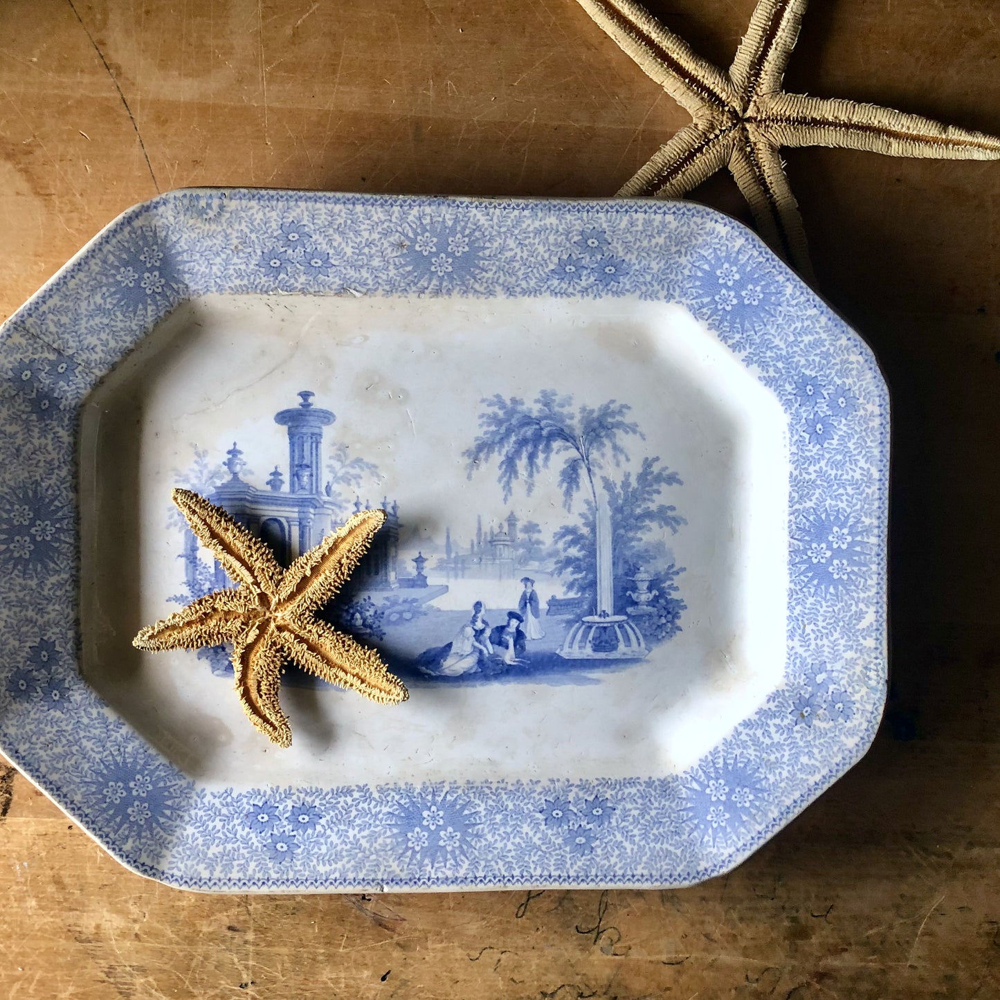 Antique Blue Transferware Platter (c.1800s)