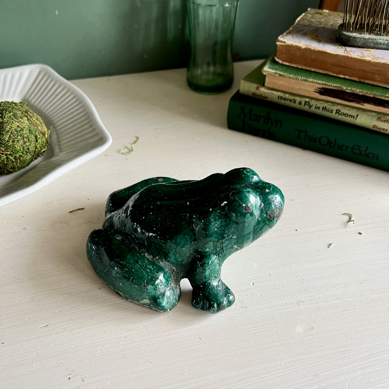 Vintage Cast Iron Enamel Frog Doorstop