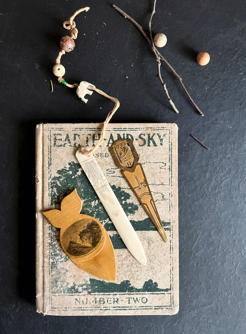 Antique Bookmarks With Bone Paper Knife (1900s)