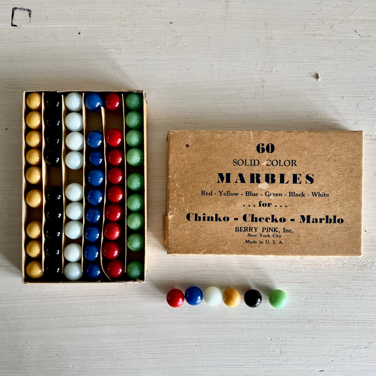 Box of 60 Game Marbles by Berry Pink, Inc. (c.1930s)