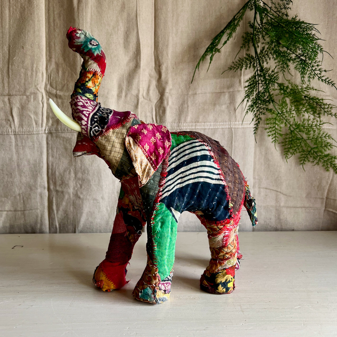 Kantha Patchwork Covered Elephant Figure