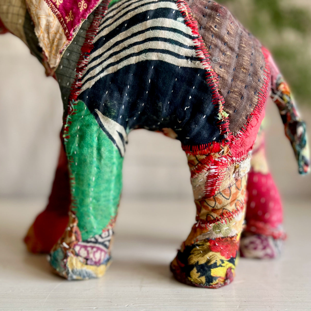 Kantha Patchwork Covered Elephant Figure