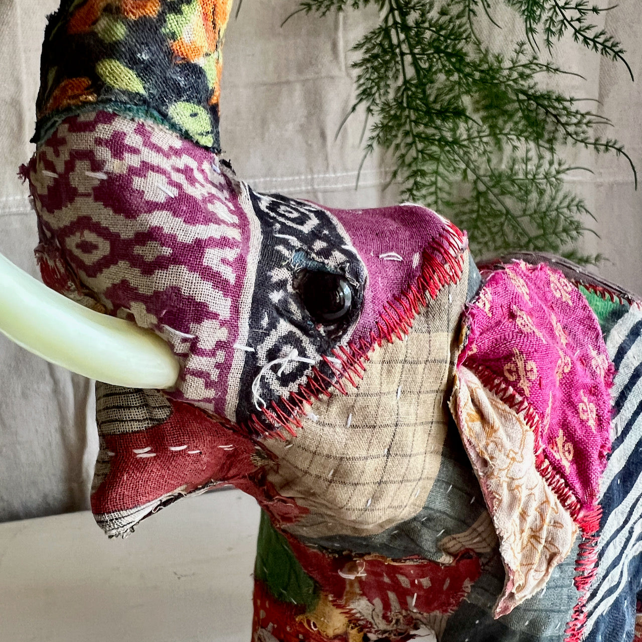 Kantha Patchwork Covered Elephant Figure