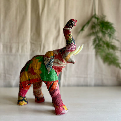 Kantha Patchwork Covered Elephant Figure