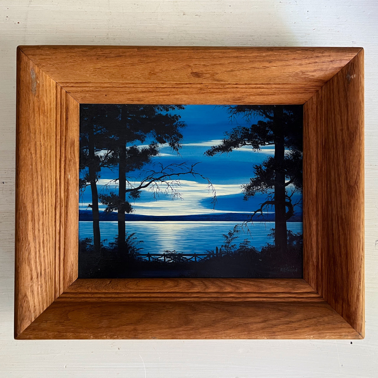 Pair of Vintage Framed Island Sunset Paintings