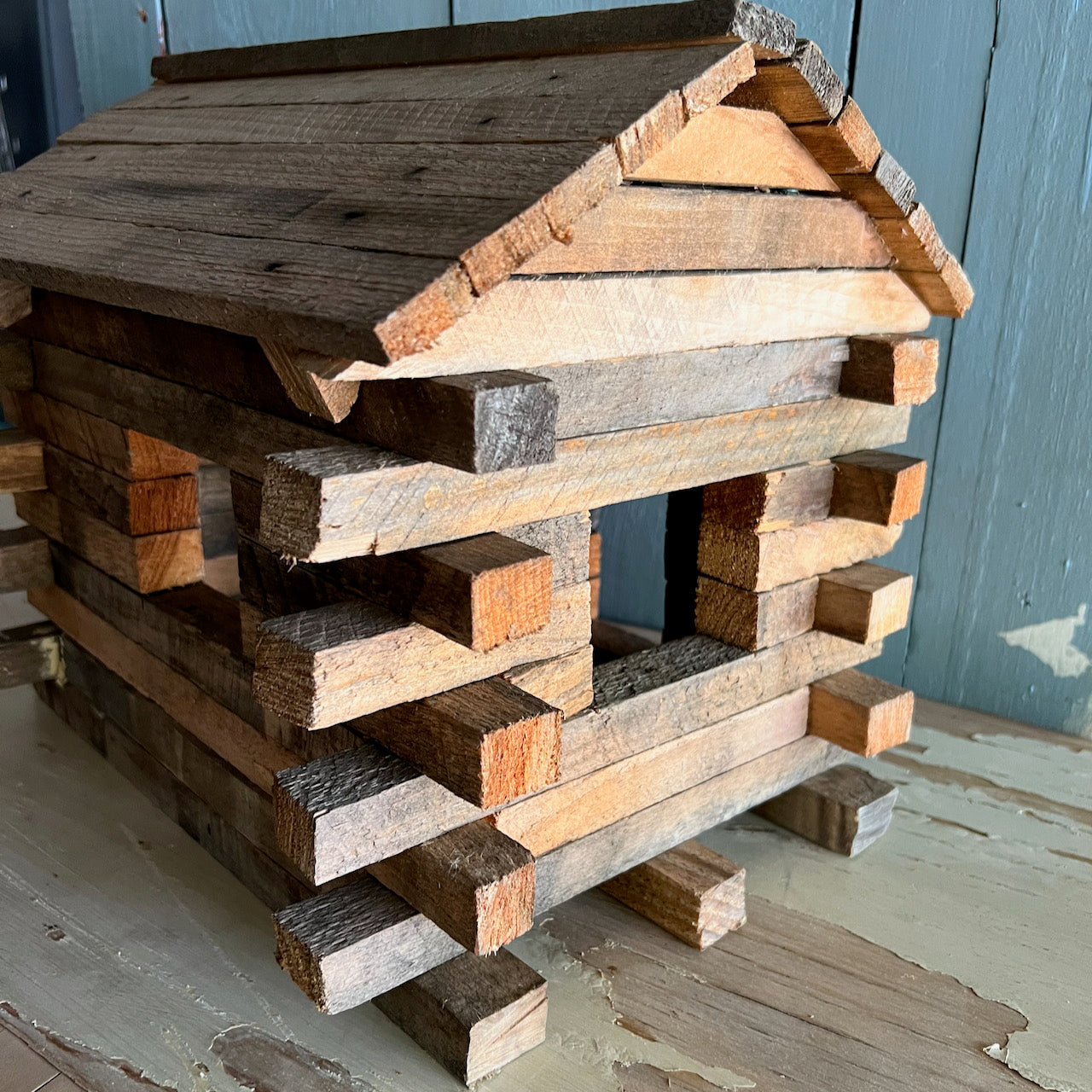 Rustic Handbuilt Amish Toy Log Cabin