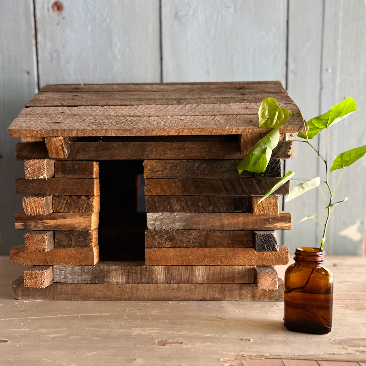 Rustic Handbuilt Amish Toy Log Cabin