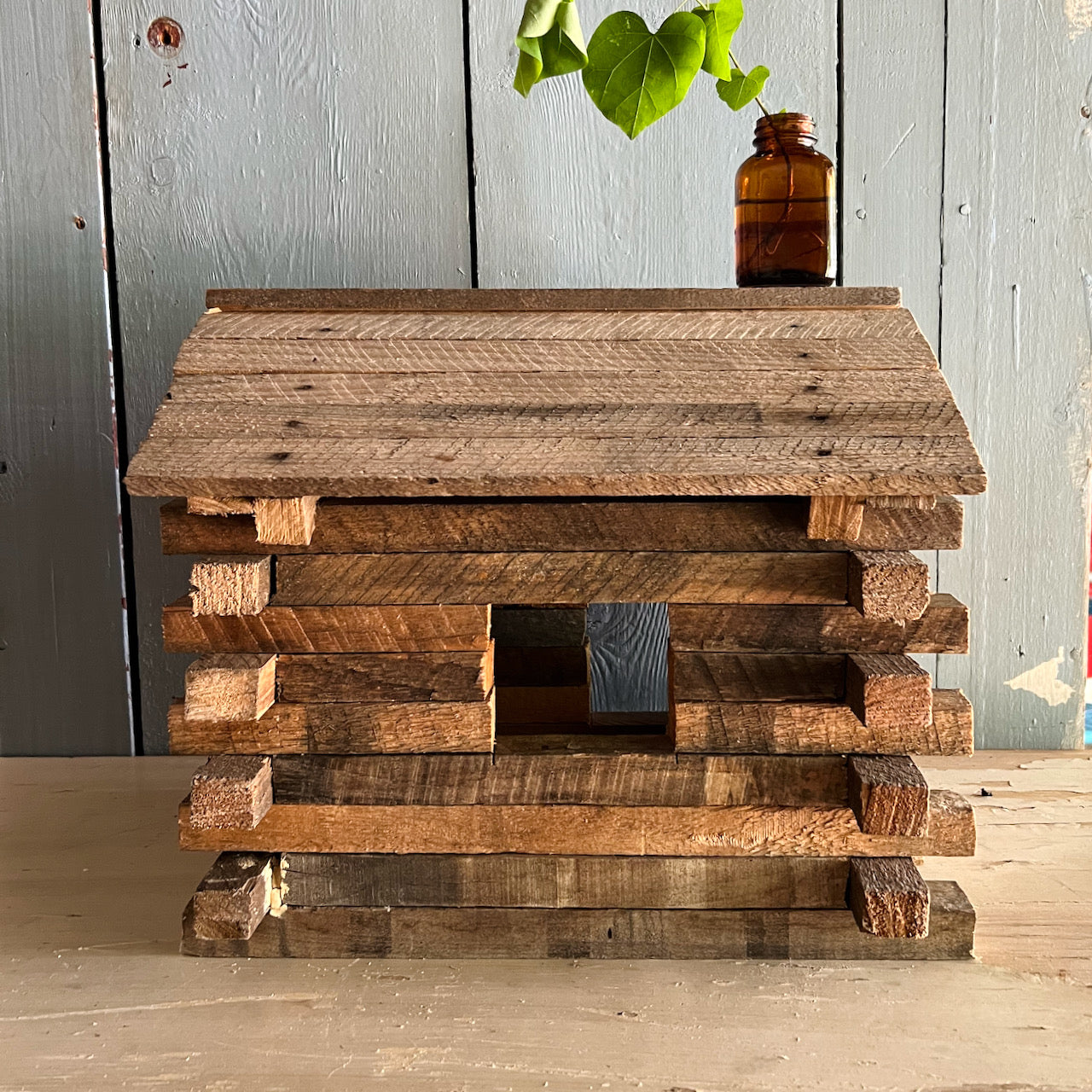 Rustic Handbuilt Amish Toy Log Cabin