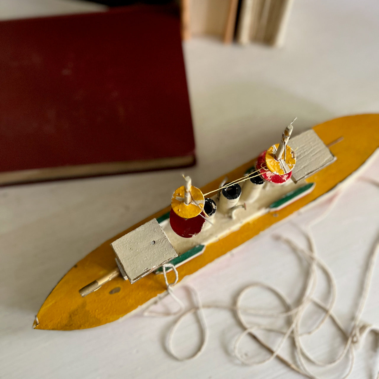 Antique Flat Bottom Toy Boat, Made in Japan (c.1900s)