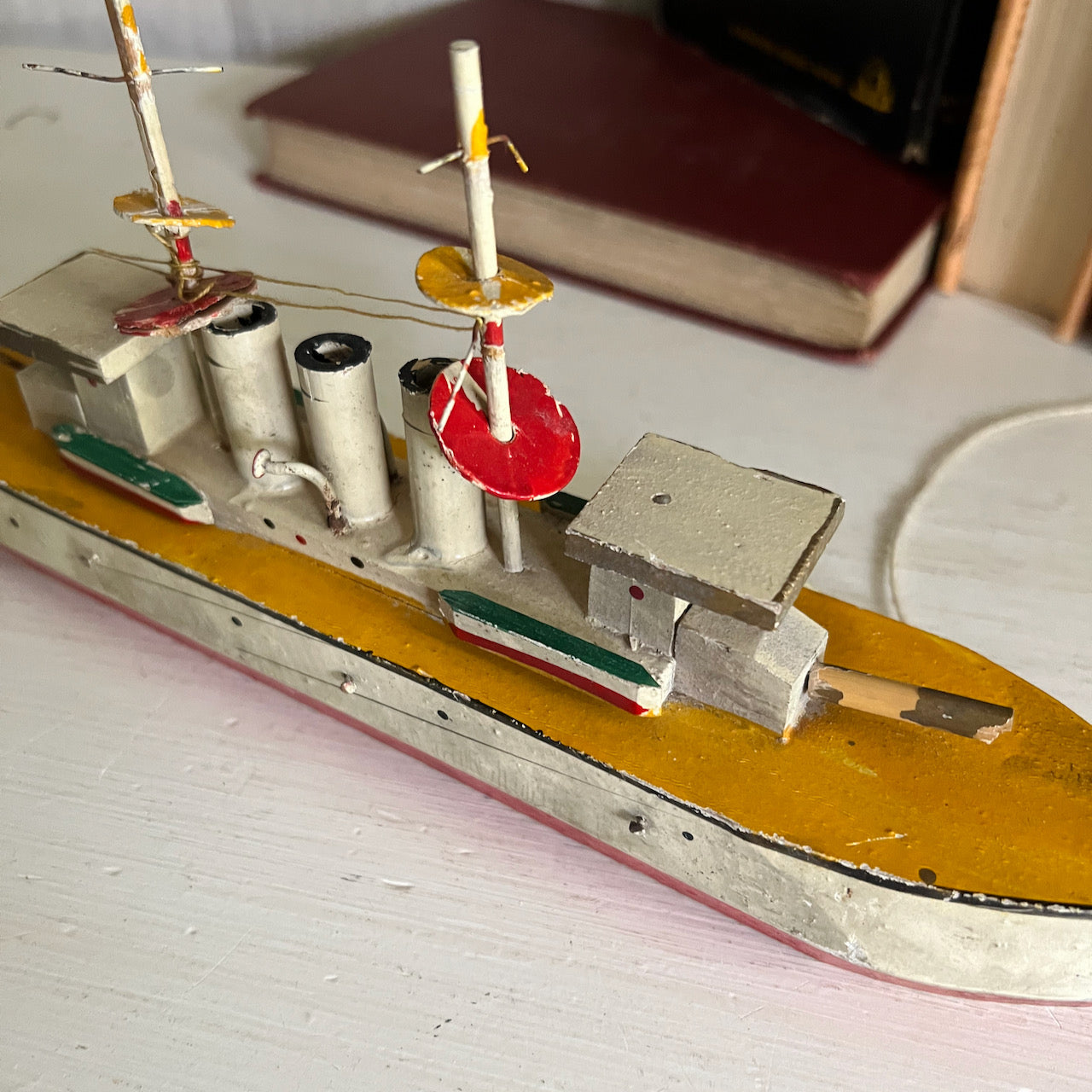 Antique Flat Bottom Toy Boat, Made in Japan (c.1900s)