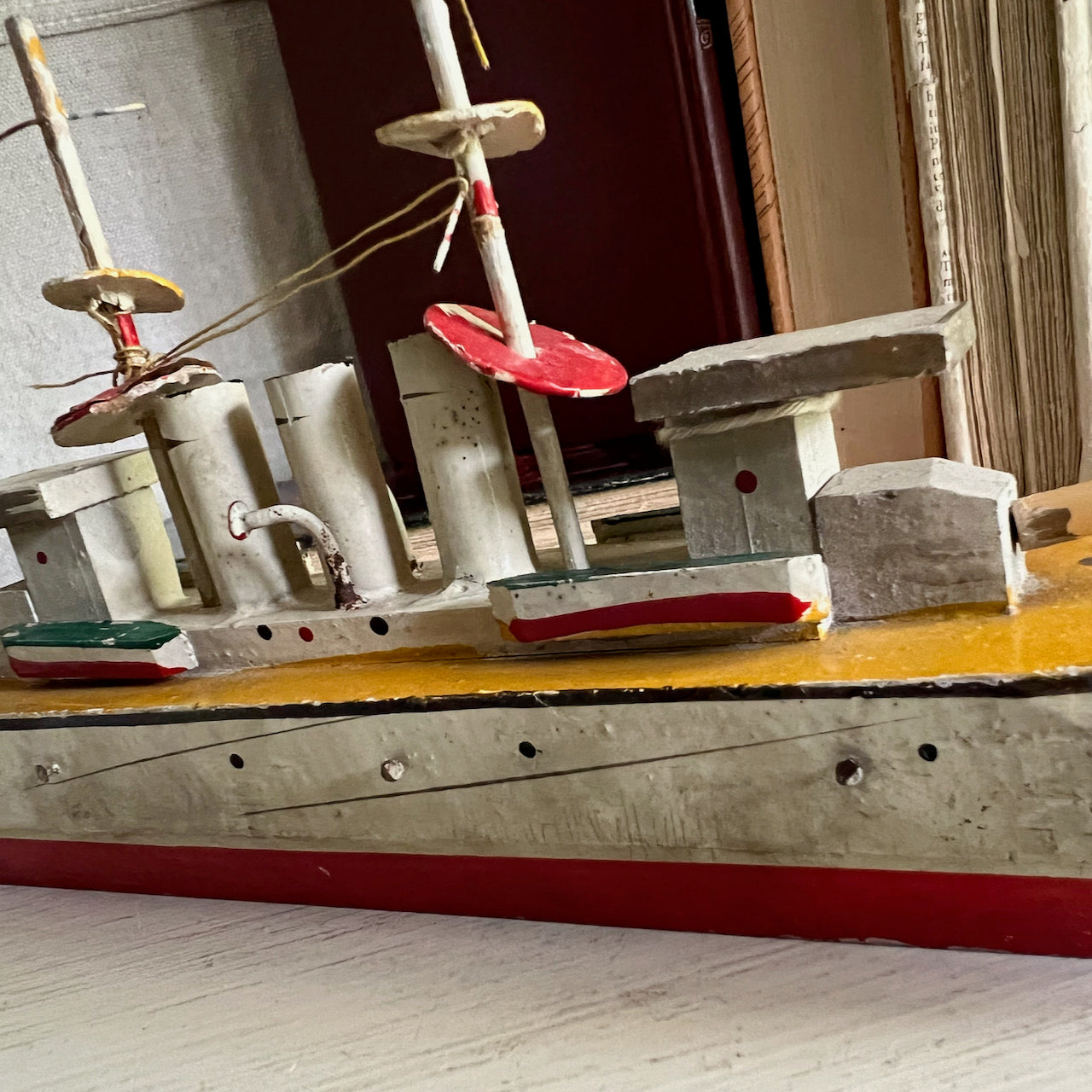 Antique Flat Bottom Toy Boat, Made in Japan (c.1900s)