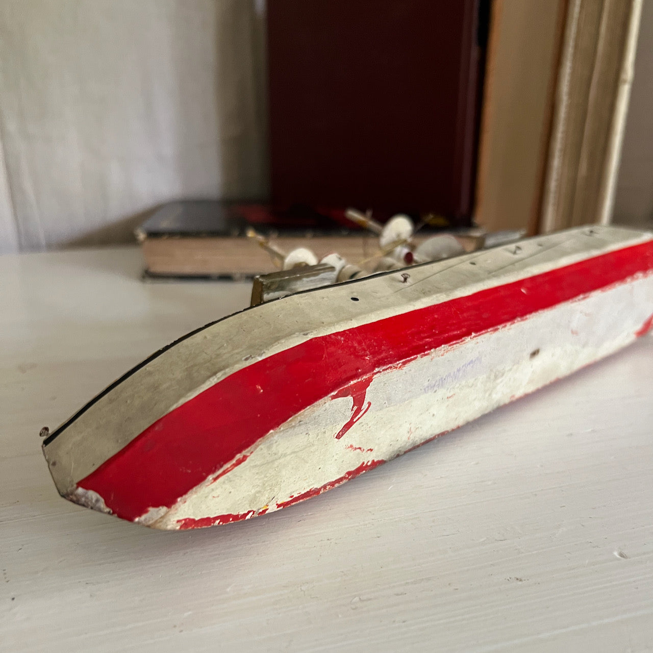 Antique Flat Bottom Toy Boat, Made in Japan (c.1900s)