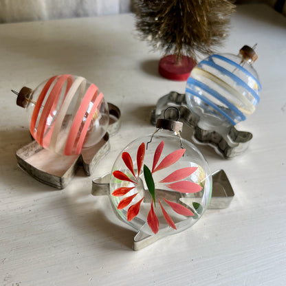 War Time Unsilvered Glass Christmas Ornaments (c.1940s)